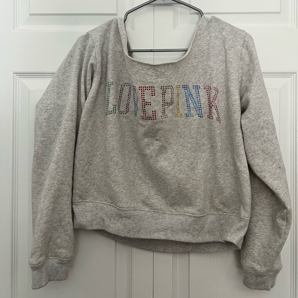 PINK Cropped Off The Shoulder Sweatshirt